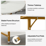 Tribesigns 47-Inch Round Conference Table for 4-6 People, Wood Meeting Room Table with Storage Shelf and Metal Legs, Modern Office Training Desk for Conference Room Seminar Room (White Gold) Tribesigns