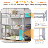 Bunk Beds, Metal Bunk Bed, Triple Bunk Bed for Kids,Teens, Adults, Girls, Boys, Detachable BunkBed Can Be Divided into 3 Twin Beds,No Box Spring Need (Silver) Anwick