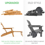 Yaheetech Folding Adirondack Chair with Retractable Ottoman 300lb Solid Wood Garden Chair, Fire Pit Lounge Chairs Weather Resistant Furniture for Garden/Yard/Patio/Lawn, Set of 1 Yaheetech