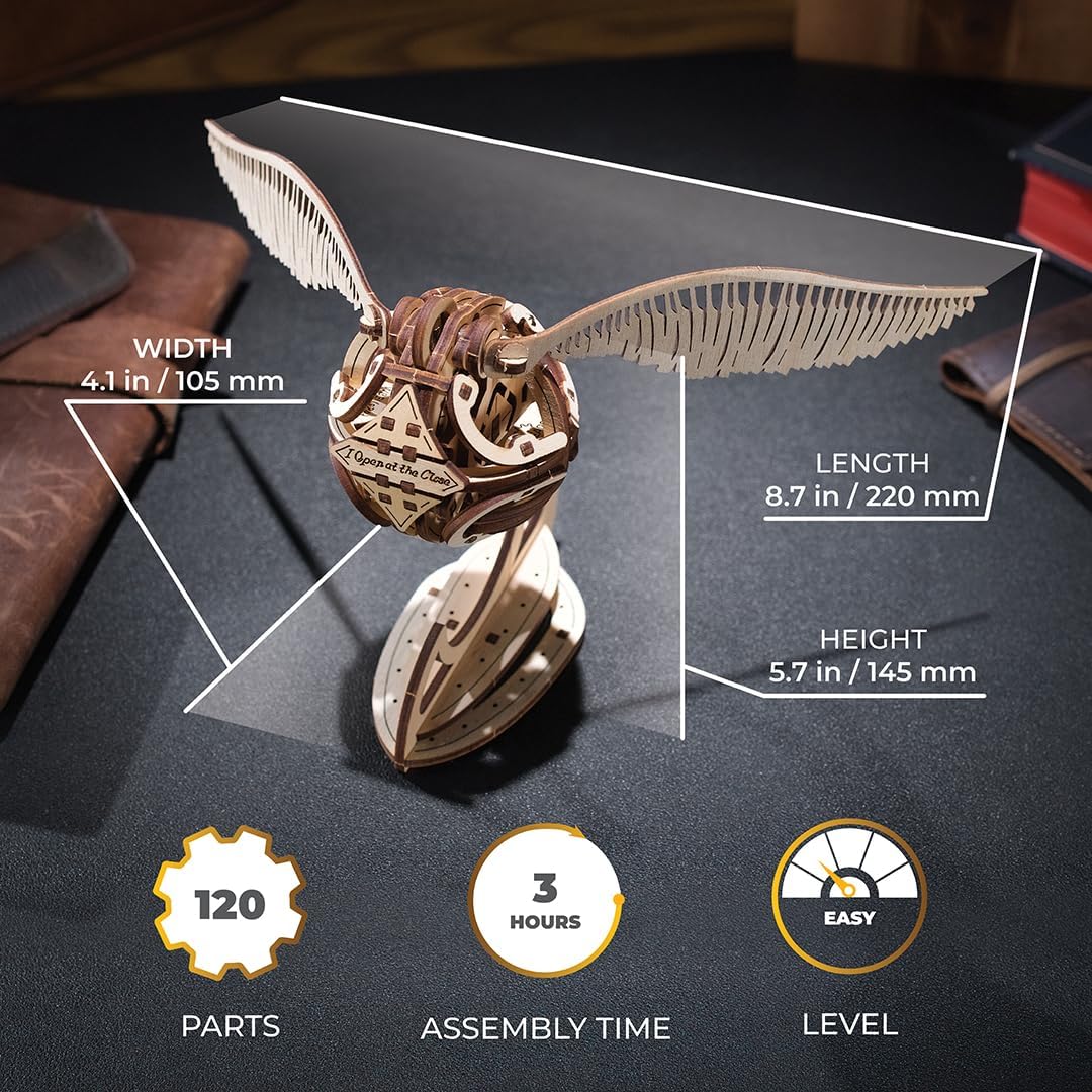 UGEARS Wooden 3D Puzzles for Adults - Harry Potter Golden Snitch Model Building Kits - DIY Kits for Adults - 3D Puzzle Harry Potter Puzzle Set Crafts for Adults - 3D Model Kits for Adults - 120 Pcs UGEARS