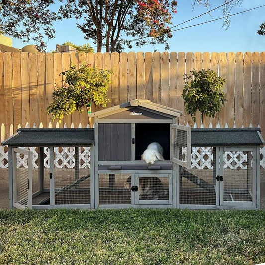 Aivituvin Rabbit Hutch Bunny Hutch Large Rabbit Cage, Indoor Bunny Cages Outdoor Rabbit House (Style2)