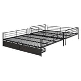 DNYN Full Over Queen Bunk Bed with Storage Drawers for Kids/Adults,Convertible Metal Bedframe w/Ladder & Safety Guardrails,No Box Spring Needed,Perfect for Dorm,Bedroom,Guest Room, Black DNYN