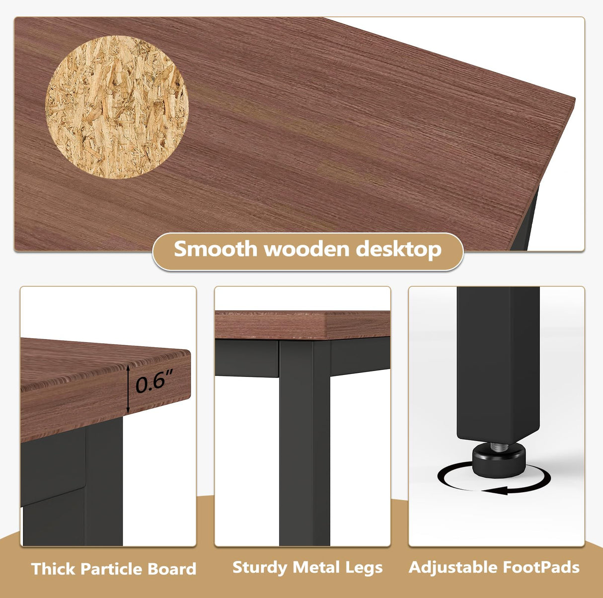 ANJ 14ft Conference Table,Office Computer Desk for Meeting Room,Sturdy Large Rectangle Meeting Seminar Table for 16 People Rustic Vintage 6PCS 165.3"x47.2"x29.5",Walnut ANJ