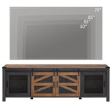 Wampat 70" Farmhouse TV Stand with Mesh Doors, Entertainment Center for 75" TV, Adjustable Shelves, 2 Storage Cabinets, Console Table for Living Room, Antique Brown & Black WAMPAT
