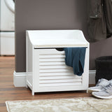 Household Essentials Single Load Hamper Cabinet Seat, White Household Essentials