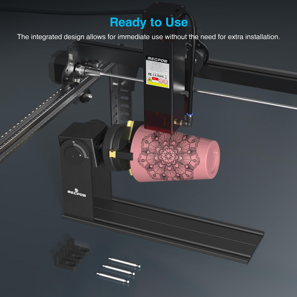 Mecpow G5 Laser Rotary Roller with Three Angle-Adjustable Grippers for Multi-Shaped Objects, Compatible with Almost All The Laser Engraving Machines, Laser Rotary Roller with Heightening Bracket Mecpow