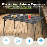 AECOJOY 5 Piece Patio Table and Chair Set for 4, Outdoor Dining Set Includes 51.2" Rectangle Table with 1.73" Umbrella Hole, 4 Stackable Textilene Chairs, for Garden, Backyard and Poolside, Dark Gray AECOJOY