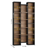 FOTOSOK 71’’ Tall Bookshelf, Triple Wide Bookshelf with Adjustable Shelves, 8 Tier Media CD DVD Storage Tower Rack, Diaplay Cabinet Shelf, Cube Storage Organizer Shelf for Home Office, Black/Brown FOTOSOK