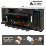 Unineo 75 Inch Electric Fireplace TV Stand, 3- Side Glass LED Modern Media Entertainment Center Console Table for TVs up to 80/85 Inch w/Adjustable Flame, 40’’ Fireplace, Highboy, Black Unineo