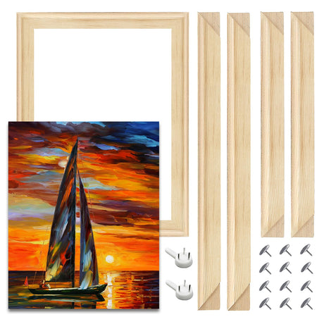 EVNEED DIY Canvas Stretcher Bars 16x20 Inch Canvas Frame - Easy to Assemble, Gallery Wrap Oil Frame Kits Canvas Wood Stretcher Bars for Oil Paintings, Prints, Paint EVNEED
