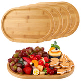 Tanlade 4 Pieces 12 x 7.5 Inch Wooden Serving Tray, Oval Serving Tray Rustic Wood Trays for Crafts Large Decorative Wooden Serving Platter for Tea Coffee Table Food Kitchen Dessert Veggie (Bamboo) Tanlade