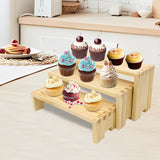 Yikaroeli Display Risers-3 Tier Wood Risers Decorative Rectangular, 6-piece Set Display Stands Arranging and Showcasing your favorite items(Nature) Yikaroeli