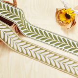OLYCRAFT 10.9Yards Jacquard Ribbon Trim 2.4 Inch Leaf Pattern Jacquard Polyester Ribbons White Green Leaf Jacquard Woven Embroidery Trim for DIY Sewing Crafts Handmade Bag Belts Clothing Decoration OLYCRAFT