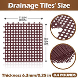 Tinideya 50 Pcs Drainage Interlocking Tiles Dry Deck Tiles 11.8'' X 11.8'' Interlocking Floor Tiles with Drain Holes, Non Slip TPE Soft Drainage Mats Modular Pool Floor Mat for Bathroom Patio (Brown) Tinideya