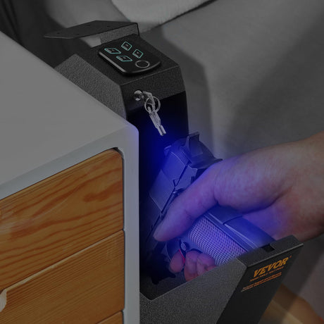 VEVOR Mounted Gun Safe for Pistols, Biometric Gun Safe with Three Quick Access Ways of Fingerprints, Passwords and Keys, Handgun Safe for 1 Pistol for Home, Bedside, Nightstand, Wall VEVOR