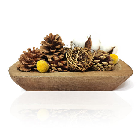 hanlin Wooden Dough Bowl Decor , Vintage Wooden Bowl Hand Carved Home Decor for Dining Table Center, Living Room, Kitchen Decor. (10in Wood color) hanlin