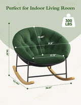 Kidirect Saucer Rocking Chair Nursery, Modern Upholstered Nursery Rocking Chairs and Round Comfy Chair with Cozy Cushion, Comfy Papasan Nursing Chairs for Reading, Fits Living Room &Bedroom &Classroom Kidirect