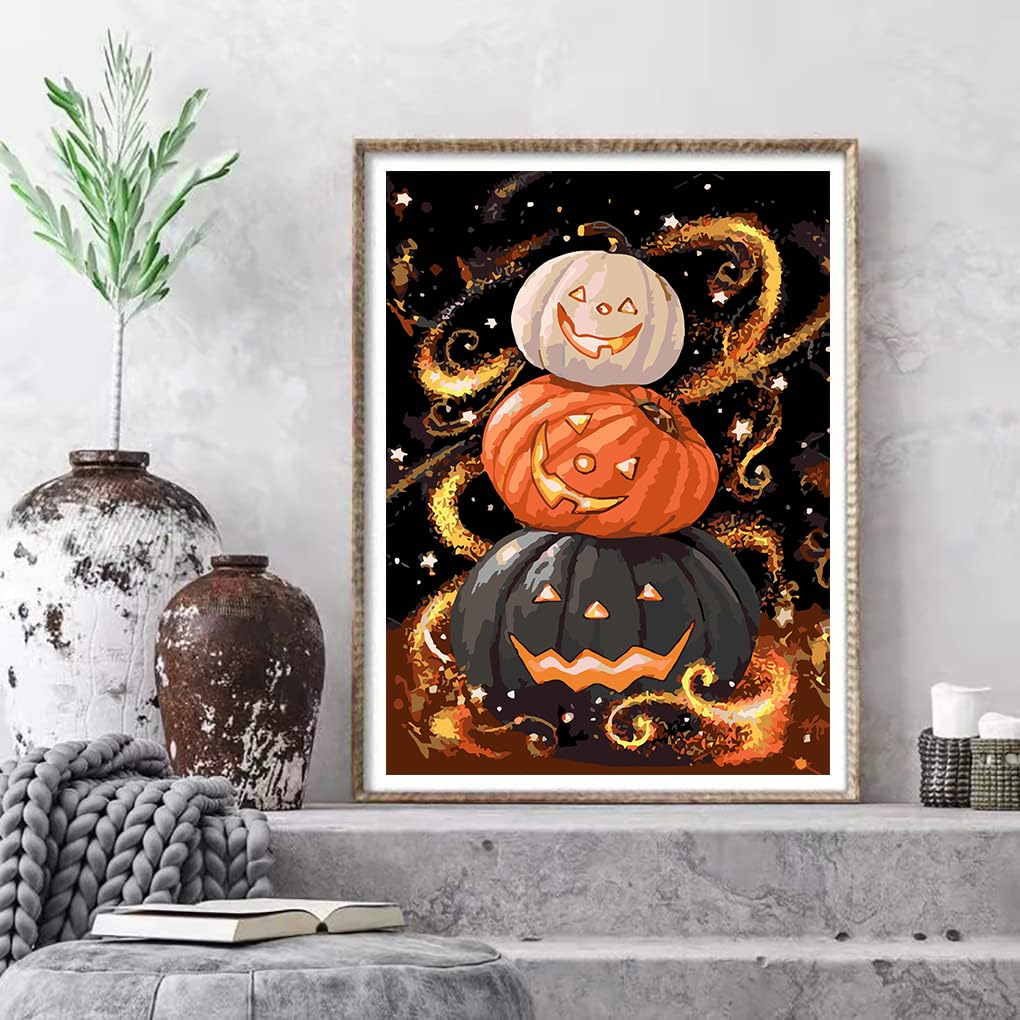 Eiazuiks Paint by Number for Adults. Halloween Paint by Numbers for Adults Beginner Drawing Paintwork with 3 Paintbrushes Paint Canvas Oil Painting 16” x 20” Eiazuiks