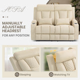 CALIVIA Wall Hugger Power Reclining Loveseat with Manual Adjustable Headrests, Electric Recliner Sofa with USB/Type-C Ports, Cup Holders – Perfect for RV and Small Spaces (Beige) CALIVIA