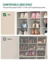 Hzuaneri Shoe Storage Cabinet, 36 Pairs Free Standing Closet Organizer, 8.8 inch Widened Cell Wood Shoe Organizer, 12 Tiers Vertical Space Saving Shoe Rack for Entryway, Bedroom, White SR20703X Hzuaneri