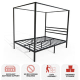 AMBEE21 Golden Gate Beds Canopy Metal Bed Frame with Headboard – Wrought Iron Platform Design, Sturdy Slatted Base, No Box Spring Needed, Underbed Storage Space – Full, Black AMBEE21