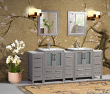 Vanity Art 84 Inch Under Mount Double Sink Bathroom Vanity Cabinet with 2 Mirrors, Ceramic Top Bathroom Cabinet Compact Set with 13 Dovetail Storage Drawers and Brushed Nickel Handles, VA3024-84-G Vanity Art