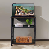 LALA IKAI Fish Tank Stand for 10-20 Gallon Aquariums Heavy Duty Adjustable Height Double Tier Steel Structure Sturdy Design Reptile Cage or Tank Storage Cabinet, Black LALA IKAI