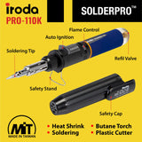 IRODA SOLDERPRO 110K Cordless Butane Soldering Iron Kit - 4-in-1 Portable Soldering Iron, Mini Torch, Heat Gun, Precision Heat Blower, 30-125W Adjustable, 100+ Min Runtime Iroda