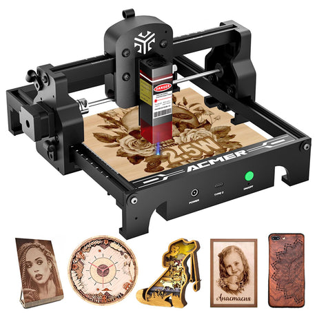 ACMER Laser Engraver S1 Portable Laser Cutter and Engraver CNC Machine for DIY,Wood,Metal,Acrylic,Leather,etc. (S1 2.5W) ACMER