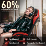 HLDIRECT Gaming Chair with Pocket Spring Cushion, Video Game Chair, Gaming Computer Chair, Ergonomic Chairs with Massage Lumbar Support for Adults, Swivel PU Leather Office Chair, Black & Red HLDIRECT