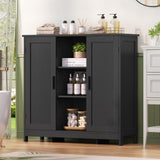 TEENFON Storage Cabinet with 2 Doors and 3 Adjustable Shelves, Entryway Cabinet, Coffee Bar for Living Room, Bedroom, Home Office, Entryway, Black TEENFON