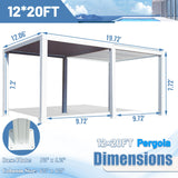 Domi Outdoor Living Louvered Pergola 12x20FT, Aluminum Outdoor Pergola with 2 Independently Adjustable Louver Roof, Full Aluminum Structure, White domi outdoor living