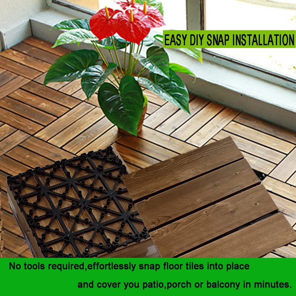 Arlai Wood Composite Decking, Deck Tiles, Interlocking Flooring Tiles, Patio & Flooring Pavers 30cm x 30cm/12”×12”, Pack of 4