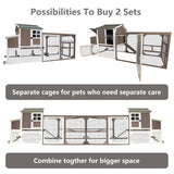 Gowoodhut Chicken Coop Mobile Wooden Hen House with Nesting Box,95.3" L Outdoor Chicken House with Wheels and Removable Tray,Fir Wood Chicken Tractor with 6 Ventilation Door and Ramp-Grey Gowoodhut