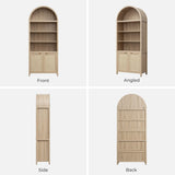 SICOTAS Book Shelf Arched Cabinet Bookshelf Arch 84.2" Tall Bookcase 5 Tier Large Bookshelves with Doors Storage Rattan Boho Wide Book Shelves Case for Living Room Kitchen Office Bedroom Library SICOTAS