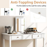 COSTWAY Vanity Desk with Flip Top Mirror, Dressing Table with 2 Drawers & 9 Storage Compartments, 44’’ Modern Makeup Desk for Girls Women Bedroom Dressing Room, White COSTWAY
