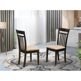 East West Furniture Capri Dining Room Linen Fabric Upholstered Solid Wood Chairs, Set of 2, Cappuccino East West Furniture