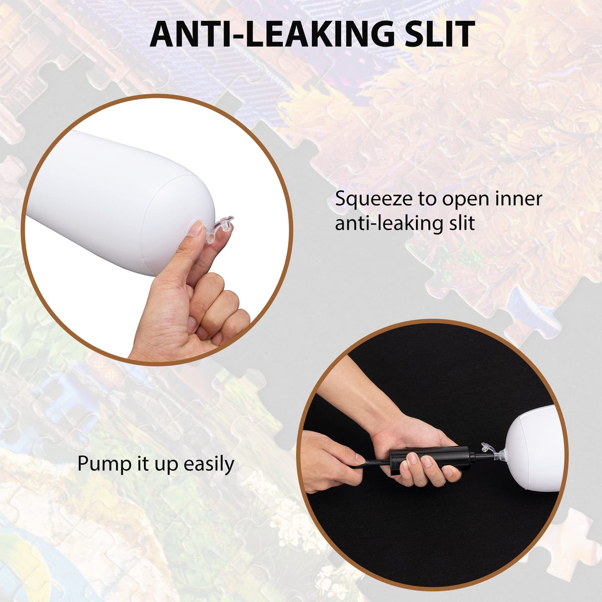 Becko US 3000 Piece Puzzle Mat Roll Up with Drawstring Bag & Black Pump, Jigsaw Felt Mat with Anti-Leak Tube & 3 Elastic Bands for Easy Storage, Portable Puzzle Keeper for 3000 2000 1500 1000 Pieces Becko US