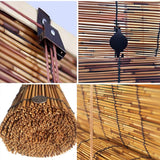 Bamboo Shades Blinds for Patio,Bamboo Roll Up Window Blind Natural Matchstick Sunshades,26" 30" 36" 44" 48" 52" 56" 60" 66" 72" 77" Wide Cordless Blackout Bamboo Roller Shade WZLSQLTY