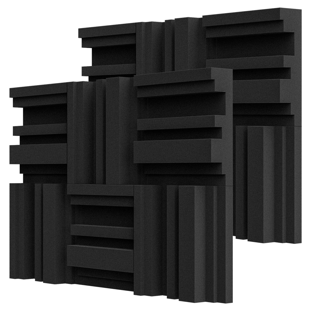 TroyStudio Thickened 12 X 12 X 3 Inch Acoustic Foam Panels in Diffusion Pattern, 12 Pcs High Density Sound Absorbing Foam Diffuser, Soundproof 3D Wall Padding Tiles for Recording Studio Home Office TroyStudio
