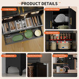 steelftyn 75" Pantry Storage Cabinet, Metal Cupboard with 2 Drawers, Tall Cabinet with 4 Doors and 2 Adjustable Shelves, Kitchen Storage, Cupboard for Dining Room, Living Room, Black steelftyn