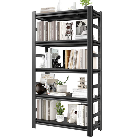 Hymnxemo 5-Tier Metal Bookshelf, Adjustable Industrial Bookcase, 72" Tall Storage Shelf for Books, CDs, Movies – Free Standing, for Office, Living Room, Bedroom Hymnxemo