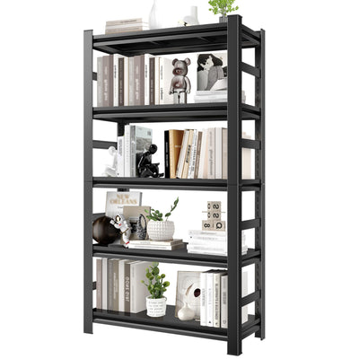 Hymnxemo 5-Tier Metal Bookshelf, Adjustable Industrial Bookcase, 72" Tall Storage Shelf for Books, CDs, Movies – Free Standing, for Office, Living Room, Bedroom