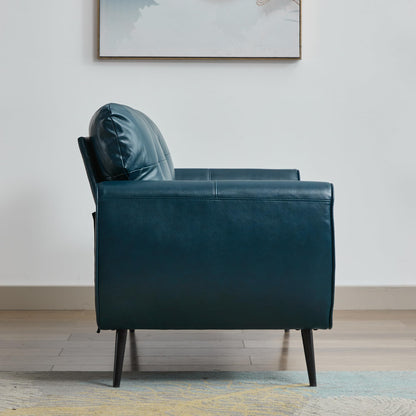 Sofa Couch 61" Small Loveseat Couches for Living Room Blue Leather Couch Mid Century Modern Tufted Mini Sofa Comfy Office 2 Seat Settee Love Seat Small Couches for Small Spaces Bedroom (1, Teal Blue)