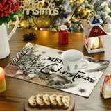 Artoid Mode Xmas Trees Holly Pine Cone Merry Christmas Placemats Set of 4, 12x18 Inch Seasonal Winter Holiday Table Mats for Party Kitchen Dining Decoration Artoid Mode