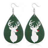 Christmas Faux Leather Earrings for Women Teardrop Dangle Earrings Plaid Petal Drop Earring Xmas Jewelry Accessory Gifts 16 Pairs AIDSOTOU