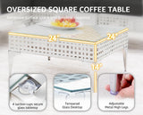 NICESOUL 7 Piece 28.7" High Back Patio Furniture Set, White PE Wicker Outdoor Conversation Sectional Sofa, Comfortable Deep Seat Modular Outdoor Patio Set for Backyard Porch Garden Deck, Black NICESOUL