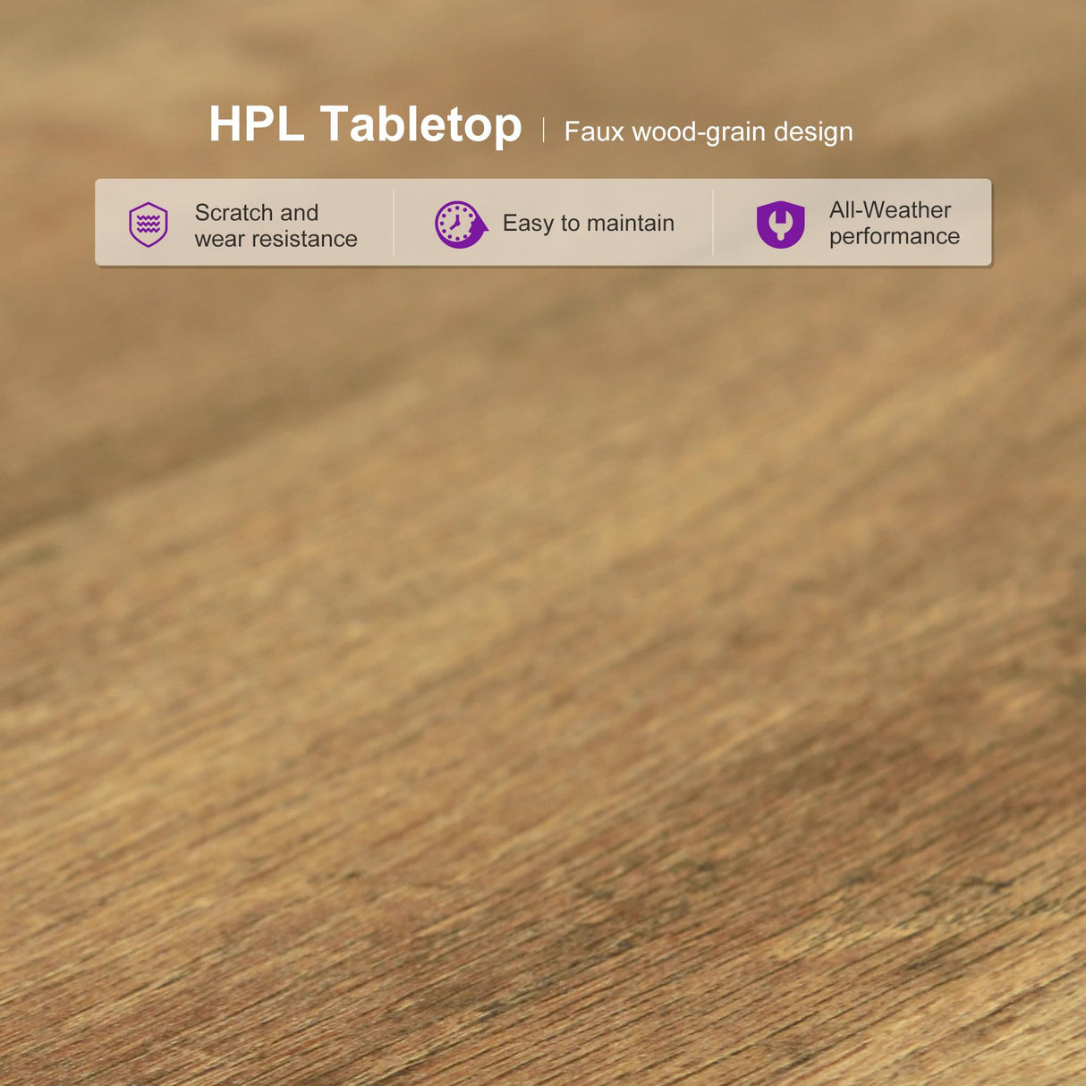 PURPLE LEAF 8-Piece Patio Dining Set Outdoor Furniture Rectangular Table and Chairs Set with Aluminum Frame and Teak-Finish for Garden Deck Backyard Kitchen Deep Teak Outdoor Set PURPLE LEAF