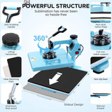 AKEYDIY Heat Press 15x15 inch 8 in 1 Slide Out Tshirt Press Machine with 30OZ Tumbler Attachment Sublimation Machine Digital Printing Transfer Heat Press Machine for T-Shirts Mugs Caps Plates,1400W AKEYDIY