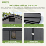 Patiowell 6 x 10 FT Outdoor Plastic Storage Shed with Floor - Lockable Resin Tool Shed, 2 Windows, Easy Assembly for Garden/Backyard (Dark Grey) Patiowell